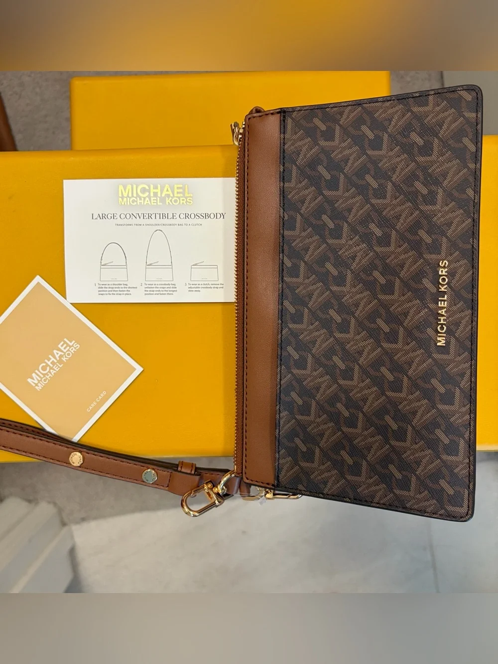 Michael Kors Brown/Black Signature Logo Crossbody